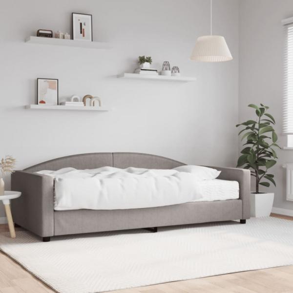 Tagesbett mit Matratze Taupe 100x200 cm Stoff (Farbe: Taupe)