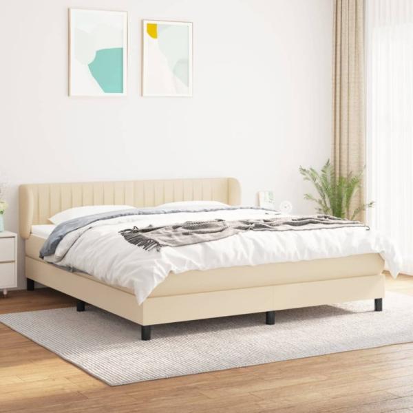 Boxspringbett mit Matratze Creme 180x200 cm Stoff (Farbe: Creme)