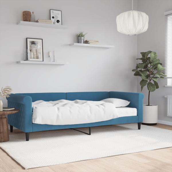 vidaXL Tagesbett mit Matratze Blau 90x200 cm Samt