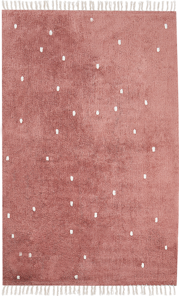 Baumwollteppich gepunktet, 140 x 200 cm, hellrot ASTAF