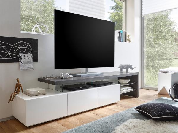 TV-Board >Aloa< in matt weiß aus MDF - 204x44x40cm (BxHxT)