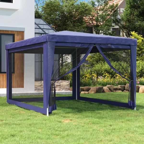 vidaXL Partyzelt mit 4 Mesh-Seitenwänden Blau 3x4 m HDPE 319232