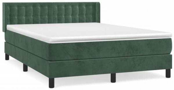 vidaXL Boxspringbett mit Matratze Dunkelgrün 140x200 cm Samt