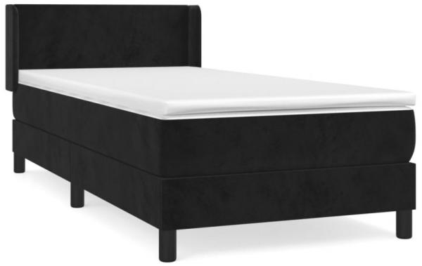 vidaXL Boxspringbett mit Matratze Schwarz 90x200 cm Samt, Härtegrad: H2 [3130819]