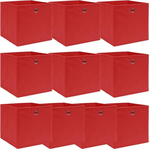 vidaXL Aufbewahrungsboxen 10 Stk. Rot 32x32x32 cm Stoff