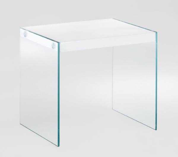 Beistelltisch >Olymp< in Weiß aus Glas 8 mm, MDF 40 mm - 40x35x35cm (BxHxT)
