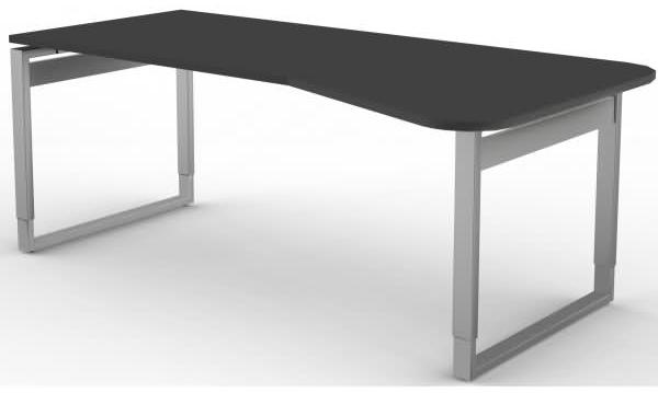 Freiformtisch, 195x80 / 100cm, O-Fuß (Form 3), Anthrazit / Silber