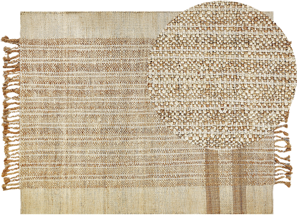 Teppich Jute sandbeige 160 x 230 cm geometrisches Muster Kurzflor ORTAOBA