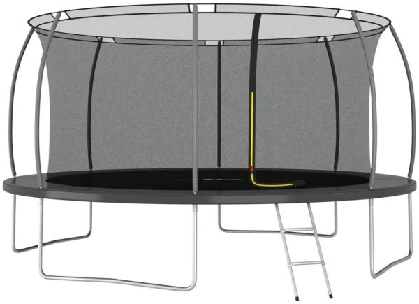 Trampolin-Set inkl. Sicherheitsnetz, Leiter und Regenschutz, Rund 150 kg, grau, 460x80 cm