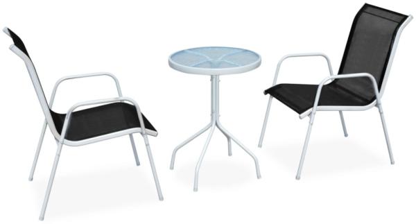 3-tlg. Bistro-Set Stahl Schwarz