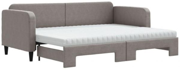 Tagesbett Ausziehbar mit Matratzen Taupe 80x200 cm Stoff