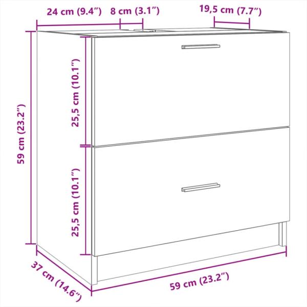 vidaXL Waschbeckenunterschrank Grau Sonoma 59x37x59 cm Holzwerkstoff Bild 4