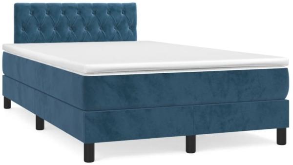 Boxspringbett mit Matratze Dunkelblau 120x190 cm Samt (Farbe: Blau)