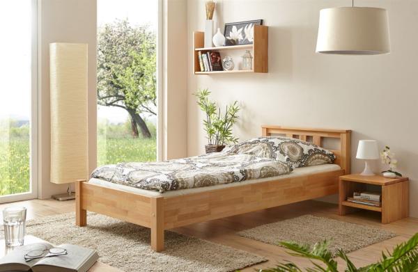 Schlafzimmerbett Tagesbett Bett -SELLY -Kernbuche geölt 90x200 cm