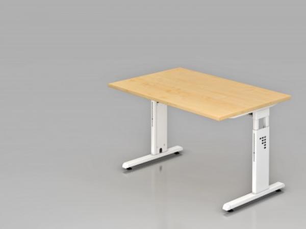 Schreibtisch OS12 C-Fuß 120x80cm Ahorn Gestellfarbe: Weiß