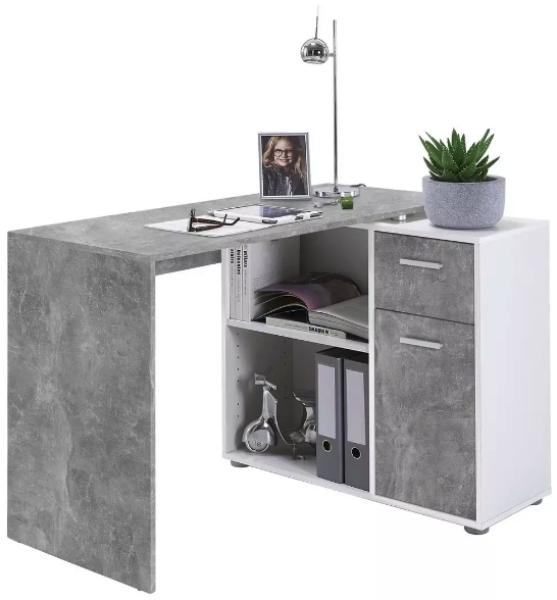 'ALBRECHT' Beton grau / Weiß Schreibtisch
