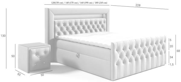 Boxspringbett Schlafzimmerbett SEVRA Nr. 4 140x200cm in Elisa Velvet Anthrazit Bild 3