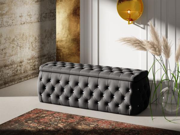 Boxspringbett Schlafzimmerbett SEVRA Nr. 4 140x200cm in Elisa Velvet Anthrazit Bild 4