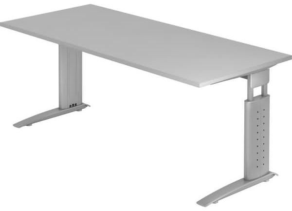 Schreibtisch US19 180x80cm Grau Gestellfarbe: Silber