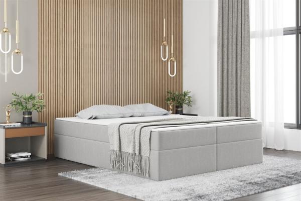 Boxspringbett Schlafzimmerbett PRIMA 140x200cm Stoff Hellgrau / Speed