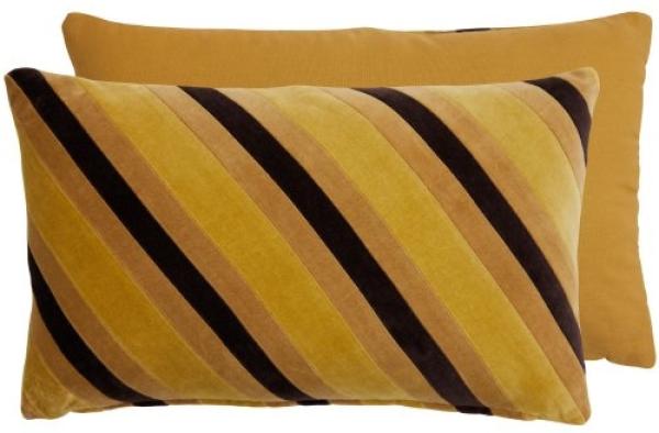 HKliving Kissen Striped Velvet Cushion Honey (50x30cm) TKU2177