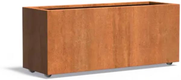 Adezz Pflanzgefäß Carrez mit Rollen aus Corten-Stahl Pflanzkübel Größe 150x50x60 cm