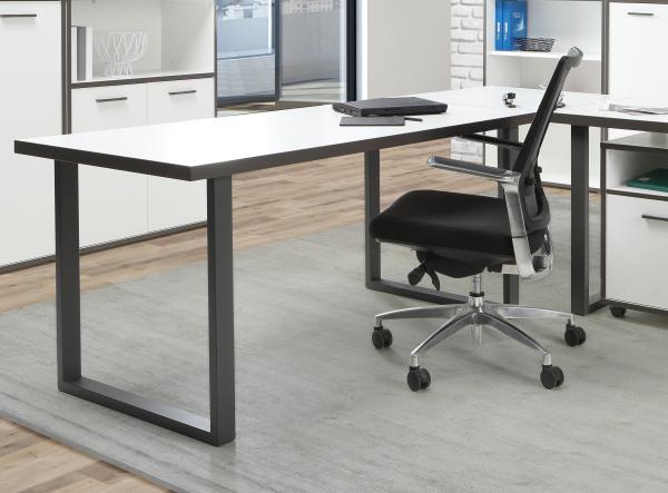 Schreibtisch >KEFLAVIK< in Weiß, Grau - 160x74,1x75cm (BxHxT)