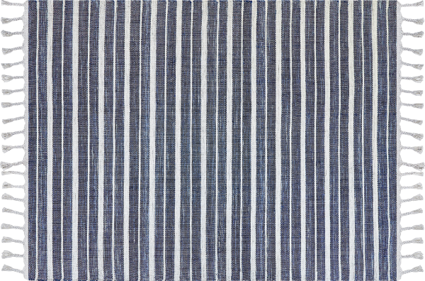 Outdoor Teppich dunkelblau weiß 140 x 200 cm Streifenmuster Kurzflor BADEMLI