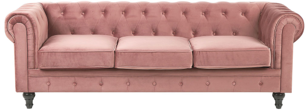 3-Sitzer Sofa Samtstoff rosa CHESTERFIELD