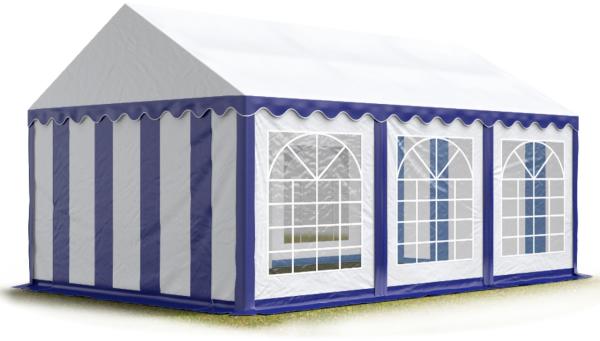 Party-Zelt Festzelt 3x6 m Garten-Pavillon -Zelt PVC Plane 700 N in blau-weiß Wasserdicht