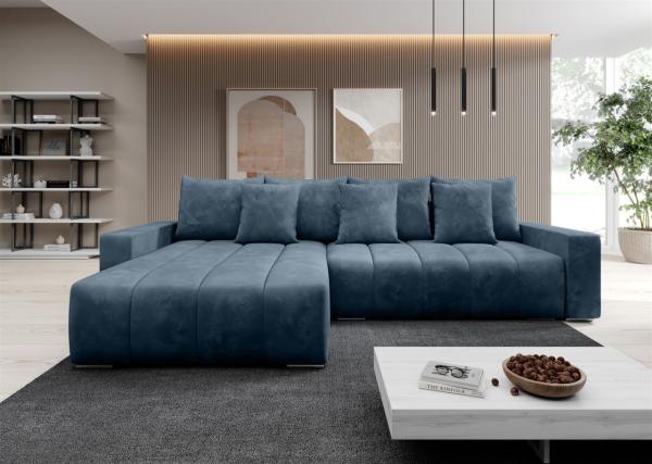 Ecksofa Schlafsofa Sofa MERIDA Stoff Monolith Jeans Links