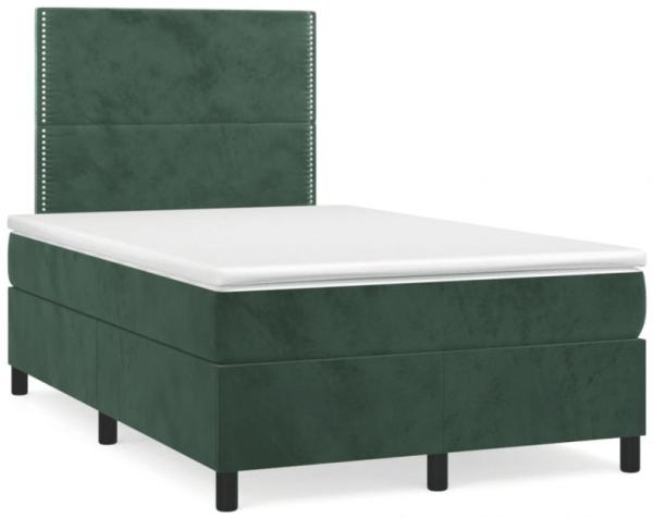 vidaXL Boxspringbett mit Matratze Dunkelgrün 120x200 cm Samt Bild 2