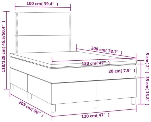 vidaXL Boxspringbett mit Matratze Dunkelgrün 120x200 cm Samt Bild 6