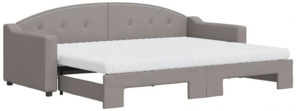 Tagesbett Ausziehbar mit Matratzen Taupe 80x200 cm Stoff