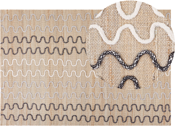 Teppich Jute beige 140 x 200 cm geometrisches Muster Kurzflor SOGUT