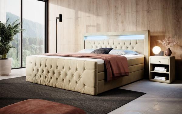 Boxspringbett Gloria 180x200 H2 Beige