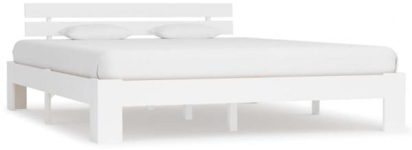 vidaXL Bettgestell Massivholz Kiefer weiß, 180 × 200 cm