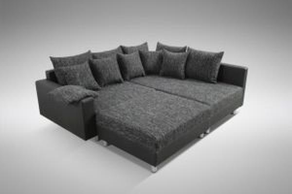 Modernes Sofa Couch Ecksofa Eckcouch in schwarz Eckcouch mit Hocker - Minsk R