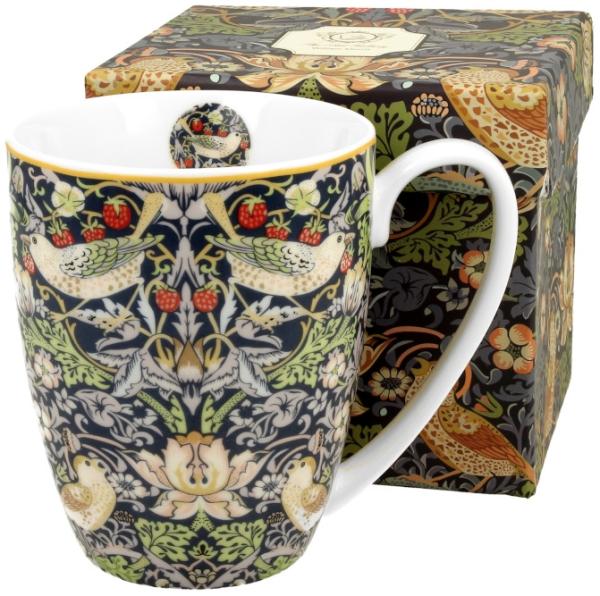 DUO ART GALLERY Klassischer Becher 380 ml STRAWBERRY THIEF BLUE New Bone China Porzellan