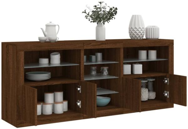 vidaXL Sideboard mit LED-Leuchten Braun Eichen-Optik 162x37x67 cm