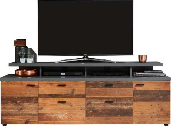 TV-Lowboard Mood in Old Used Wood und Matera grau 180 cm