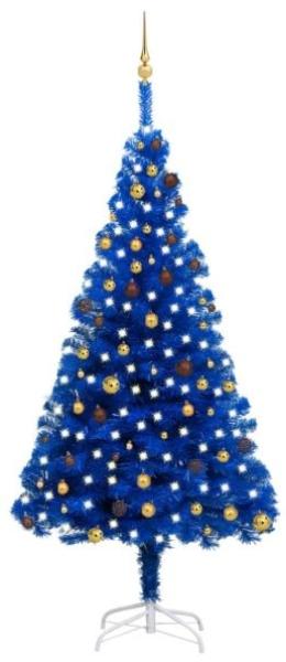 vidaXL Künstlicher Weihnachtsbaum mit LEDs & Kugeln Blau 240 cm PVC