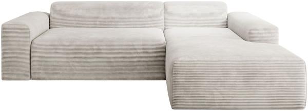 Juskys Sofa Vals Rechts mit PESO Stoff - L-Form Couch für Wohnzimmer - Ecksofa modern, bequem, klein - Eckcouch Sitzer - Cordsofa Beige