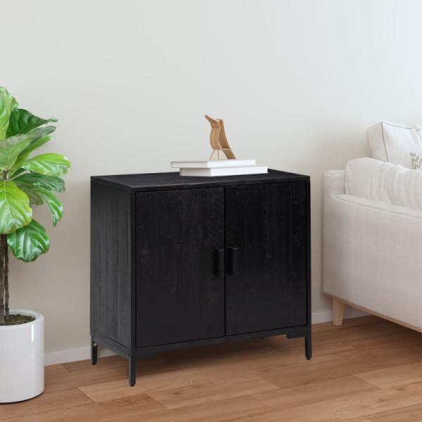 vidaXL Sideboard Schwarz 75x35x70 cm Massivholz Kiefer Recycelt