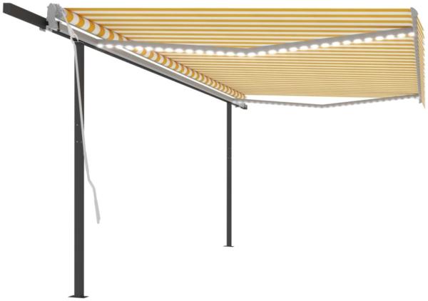 vidaXL Automatische Markise mit LED & Windsensor 5x3 m Gelb & Weiß