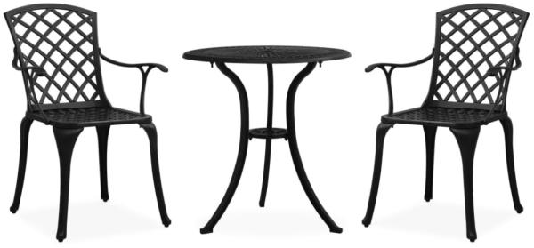 3-tlg. Bistro-Set Aluminiumguss Schwarz