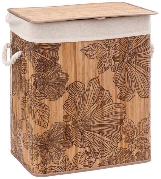 Wäschesammler BAMBOO mit Blumen-Motiv, 60 L