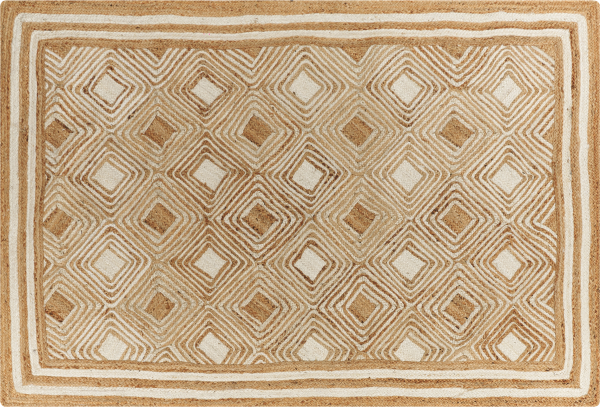 Teppich Jute beige 160 x 230 cm geometrisches Muster Kurzflor MENGEN