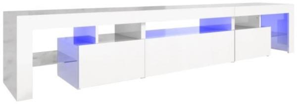 TV-Schrank mit LED-Leuchten Hochglanz-Weiß 215x36,5x40 cm
