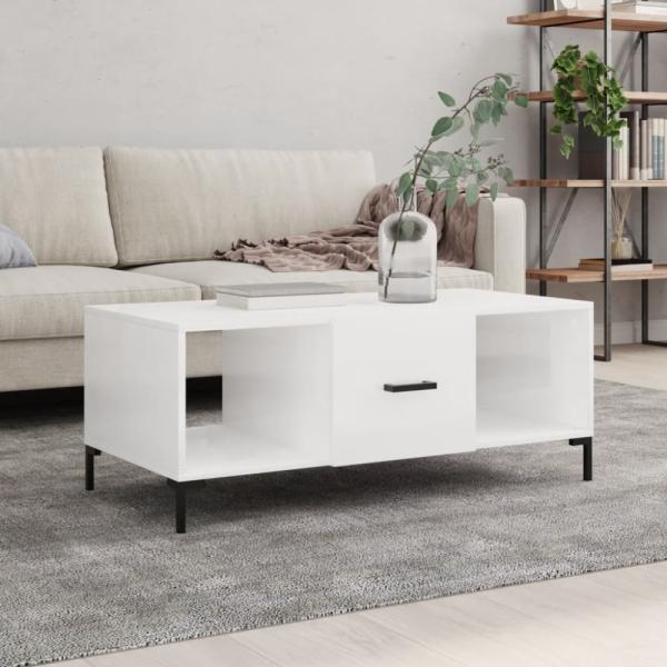 vidaXL Couchtisch Hochglanz-Weiß 102x50x40 cm Holzwerkstoff